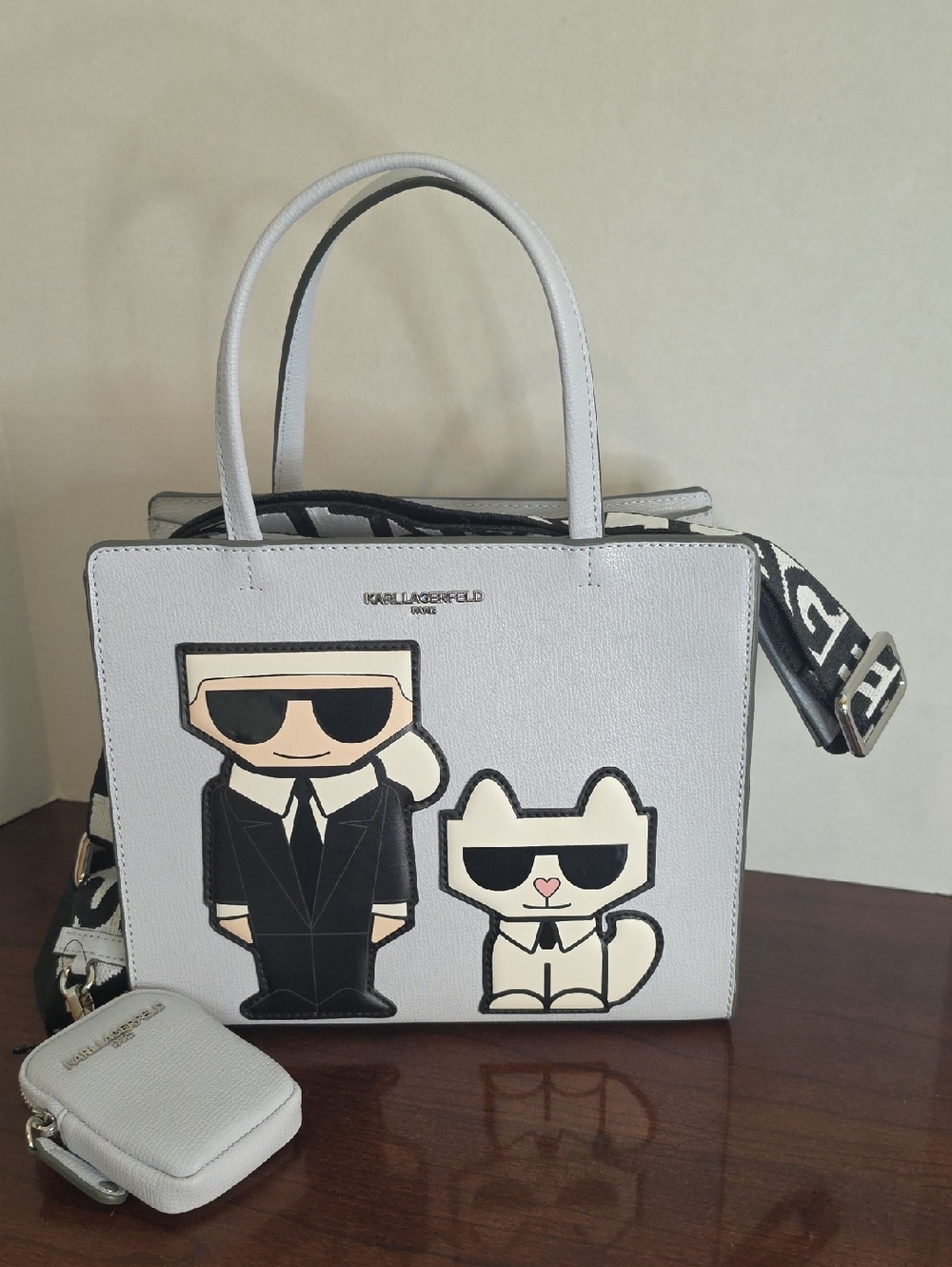 Karl Lagerfeld Maybelle Satchel Light Blue Ft. Choupette